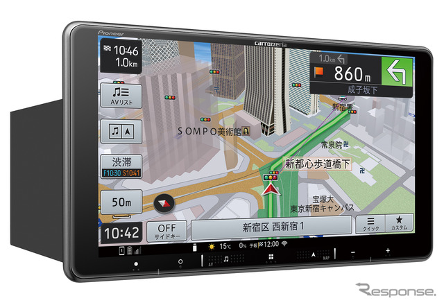 “簡易型”の「タイムアライメント」が搭載されたAV一体型ナビの一例(カロッツェリア・楽ナビ)。