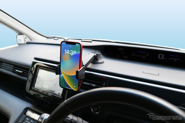 ペルシード・スマホホルダー ワイヤレス充電 自動開閉 ロングアーム吸盤取付(PPH2305)