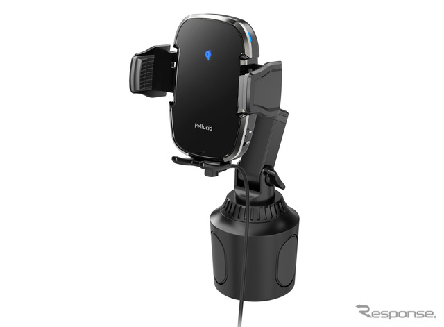 ペルシード・スマホホルダー ワイヤレス充電 自動開閉 ドリンクホルダー取付(PPH2307)
