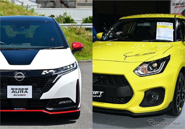 日産 ノートオーラNISMO(左) vs スズキ スイフトスポーツ(右)