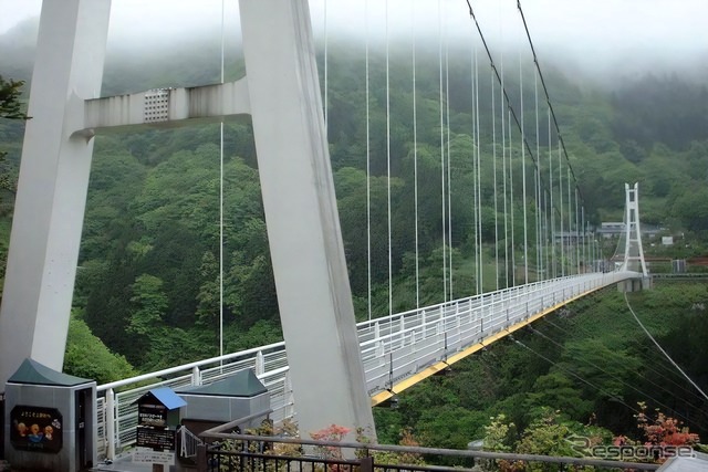 上野スカイブリッジ(群馬県上野村)。天気悪い