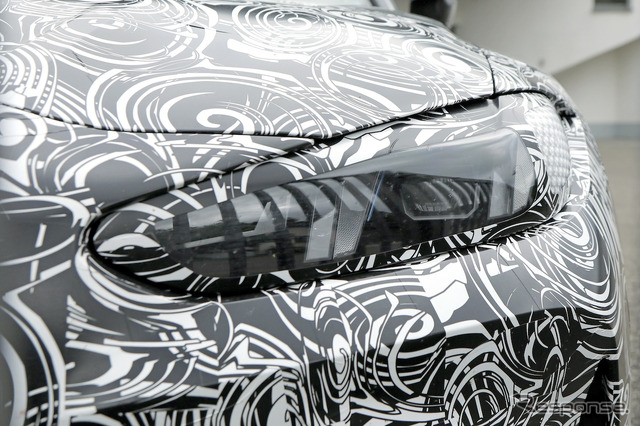 BMW M3ツーリング 改良新型プロトタイプのヘッドライト(スクープ写真)