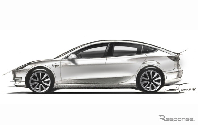 和田智氏の手書きによるModel 3のスケッチ。