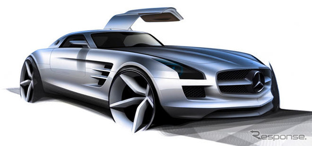 メルセデスベンツ SLS AMG…ガルウイングスーパーカーのインテリア初公開