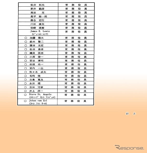 トヨタ自動車役員人事---全86名