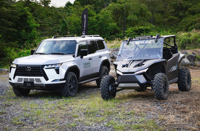 レクサス GX 新型(左)と水素バギーのROVコンセプト(右)