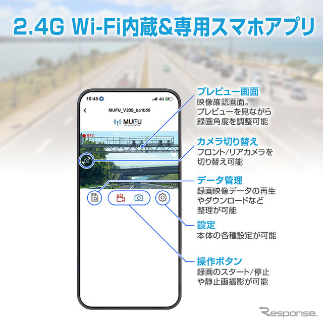 2.4G Wi-Fi内蔵&専用スマホアプリ