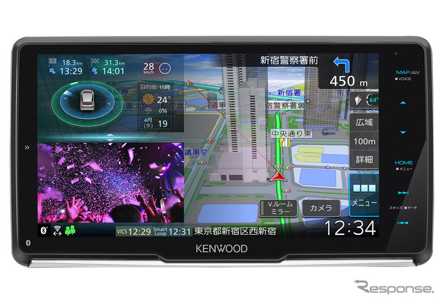 「プリアウト」を備えるAV一体型ナビの一例(ケンウッド・MDV-M910HDF)。