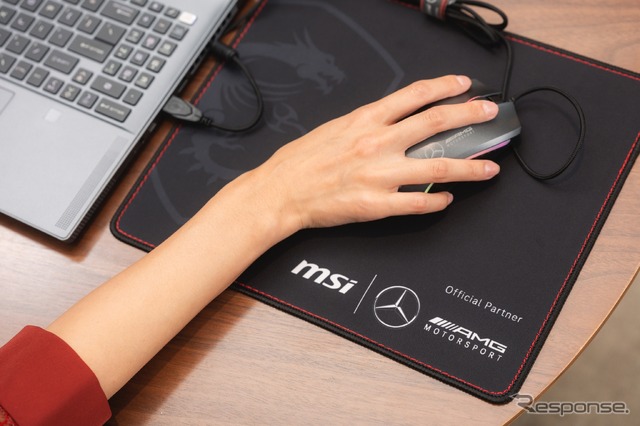 マウスやマウスパッドまで「MSI×メルセデスAMG」のロゴが美しくあしらわれている