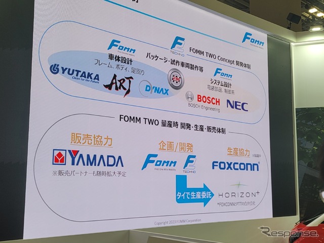 FOMM TWOの開発、生産、販売、サポートの体制。