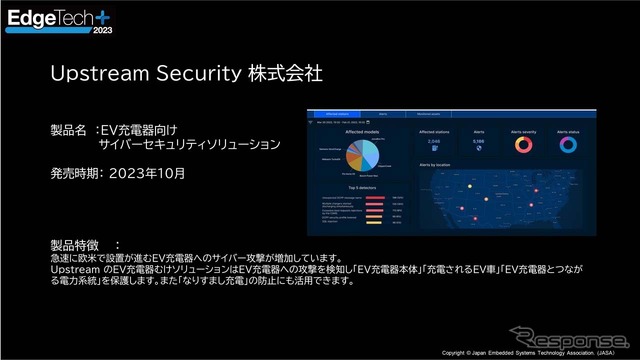 出展予定の新製品 Upstream Security「EV充電器向けサイバーセキュリティソリューション」
