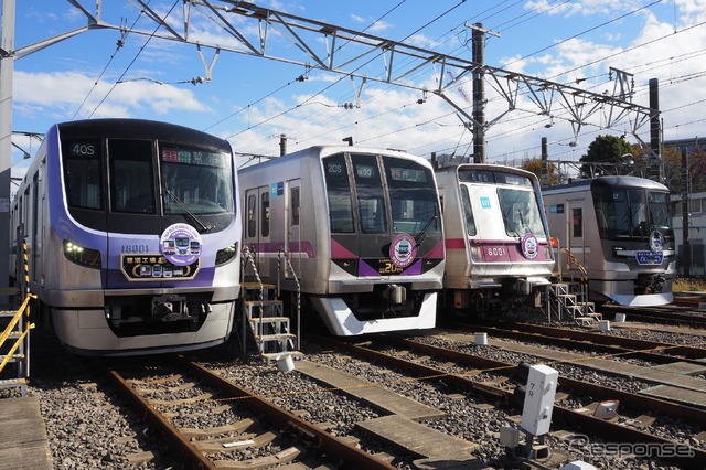 向かって左から18000系、08系、8000系、13000系