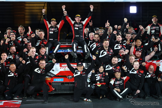 1-2-3でWRCラリージャパン制覇、歓喜のトヨタ陣営。