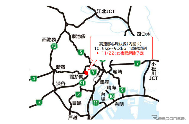 車線規制の位置図