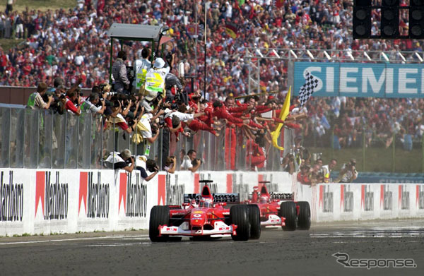 【F1ハンガリーGP決勝】バリケロが今季2勝目……シューマッハ従えて