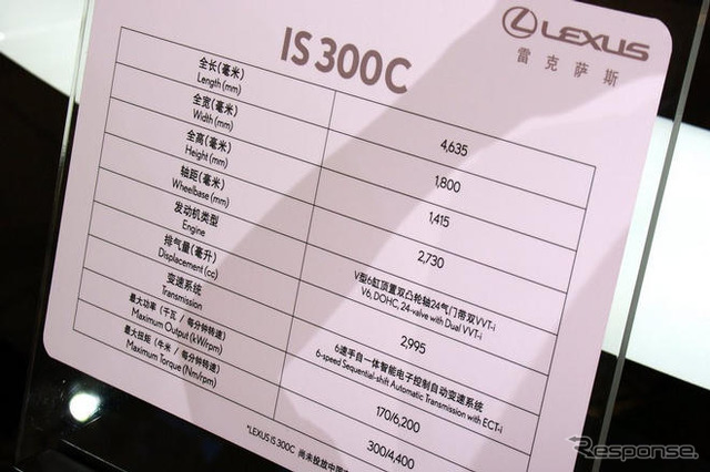 【上海モーターショー09ライブラリー】レクサス IS 300C