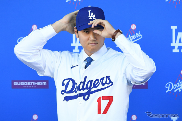 ドジャース入団会見での大谷(12月14日)
