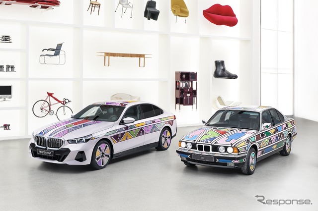 BMW i5 フロー NOSTOKANA(向かって左)と525iアートカー