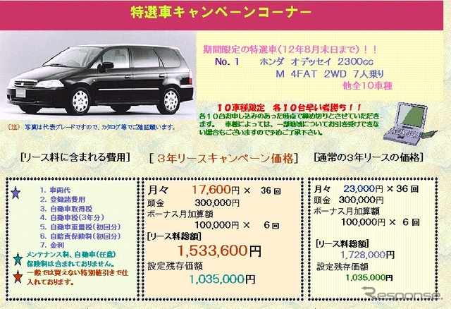 クルマのリースもネットで。住商が検索システム開設