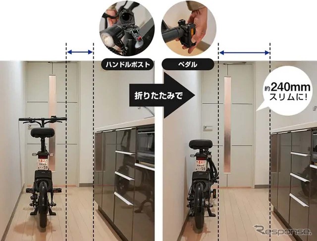 ハンドル部分を折りたためるので壁際に寄せられる