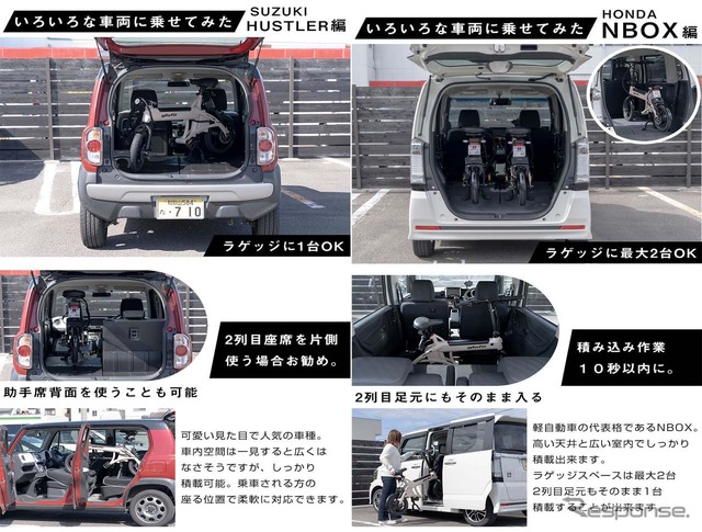 全長1300mmであるため軽自動車にも積載できる