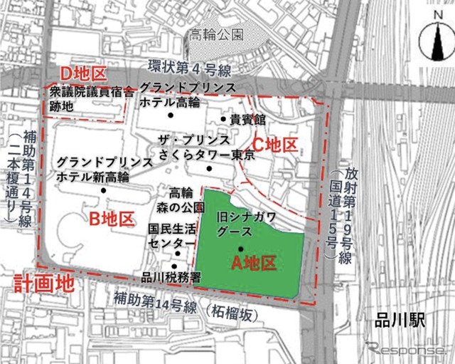 位置図・配置図:計画敷地(緑部分)
