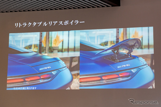 電動格納式のリトラクタブルリアスポイラーは、停止時は大型のテールゲートに一体化されている。