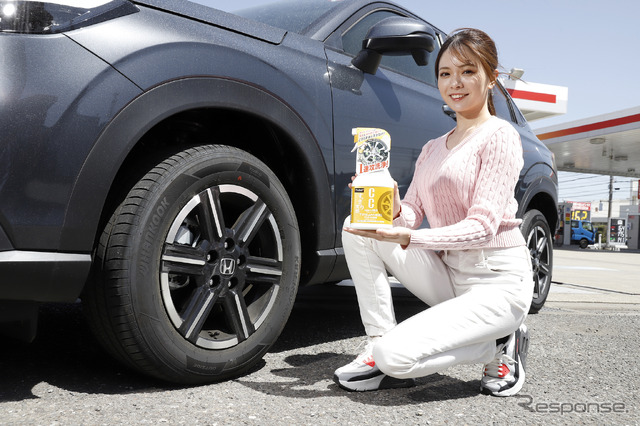 門形洗車機を使った時短洗車に使って欲しい『CCウォーターゴールド タイヤ&ホイールクリーナー』