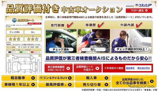 プロの品質評価付き中古車オークションサイト オークネットとYahoo!オークションが開設