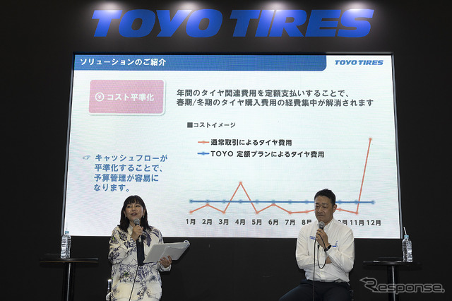 竹岡 圭氏（左）とトーヨータイヤジャパン 企画本部 企画推進部 生産財担当部長 山田 俊光氏