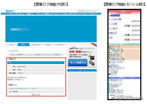 みんなのカーライフ、愛車ログと燃費記録機能を追加