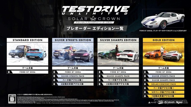 各エディションのプレオーダー特典と、VIP ベータ版の内容