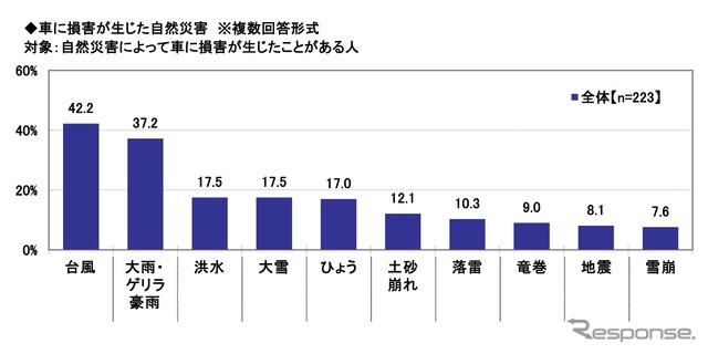 車に損害が生じた自然災害