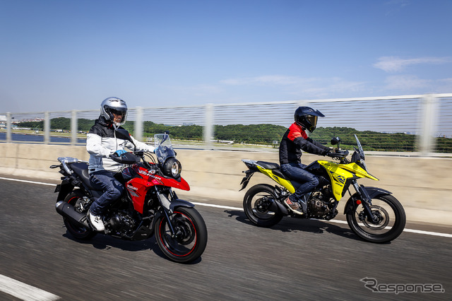 スズキ「Vストローム250」(左)と「Vストローム250SX」(右)