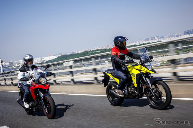 スズキ「Vストローム250」(左)と「Vストローム250SX」(右)