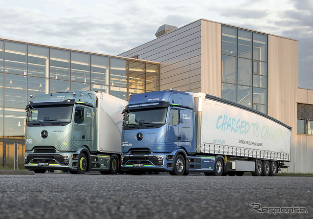 ダイムラートラックのメルセデスベンツ『eActros 600』(右)と『Actros L』