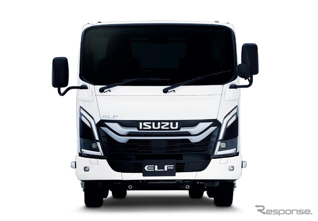 いすゞと伊藤園がEVトラックでタッグ、電力ピークシフトの実証へ。写真はエルフEV
