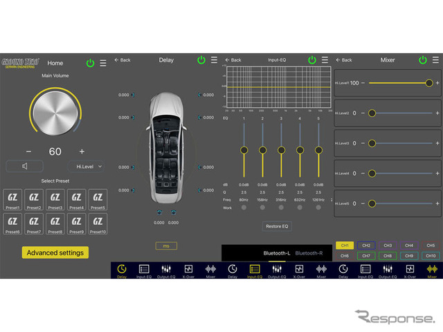専用ソフトウェアまたはiOSアプリを駆使して、車室内に最高の音響空間を実現