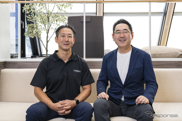 ナノオプト・メディア 代表取締役社長 大嶋康彰氏(左)と、レスポンス編集長の三浦和也(右)