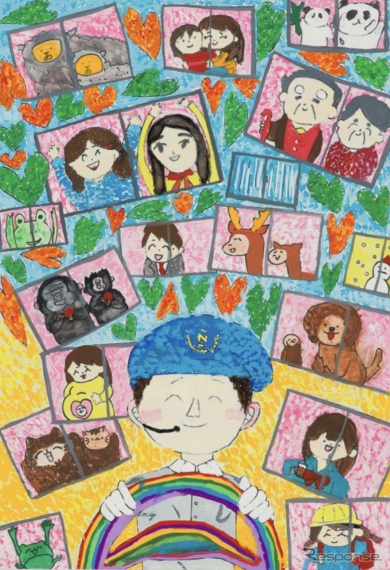 みんなの西鉄バス・電車絵画コンクール、バス部門最優秀賞:平田雛子さん「思い出をいつも運転手さんありがとう」