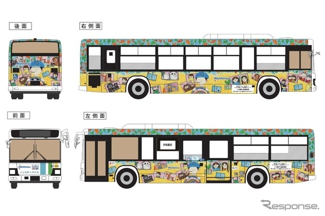 みんなの西鉄バス・電車絵画コンクール、バス最優秀賞ラッピング(イメージ)