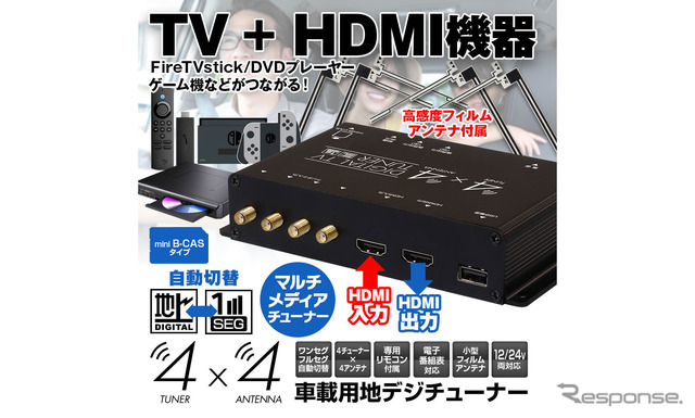HDMI入力が可能な車用高画質地デジチューナー「FT44H」
