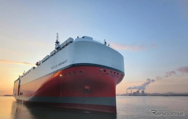 川崎汽船の液化天然ガス（LNG）を主燃料とする7000台積み自動車専用船「PONTUS HIGHWAY」
