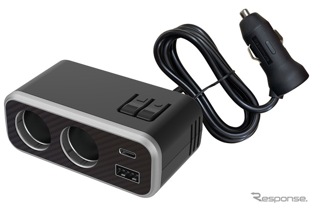 Kashimura・2連セパレートソケット PD30W/リバーシブルUSB レインボーライト付き(KX-244)