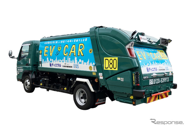高松市で活用されているEVゴミ収集車。
