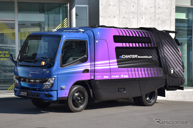 作業者を自動追尾するごみ収集車のコンセプトモデル「eCanter SensorCollect」