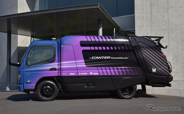 作業者を自動追尾するごみ収集車のコンセプトモデル「eCanter SensorCollect」