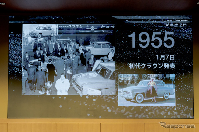 1955年の1月7日に初代クラウンが虎ノ門本社で発表された。