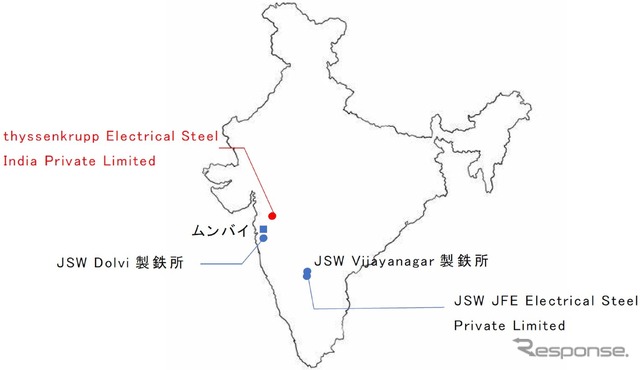 JSEスチールが合弁会社JSW JFE Electrical Steel Private Limitedを通じてインドの電磁鋼板製造販売会社thyssenkrupp Electrical Steel India Private Limitedを共同買収