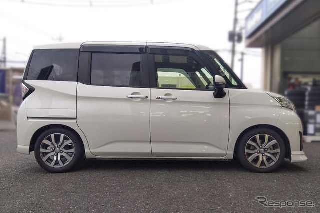 テイン フルスペック車高調 フレックスZ ダイハツ・トールカスタム装着例(ダウン量:フロント 30mmダウン / リア 35mmダウン)